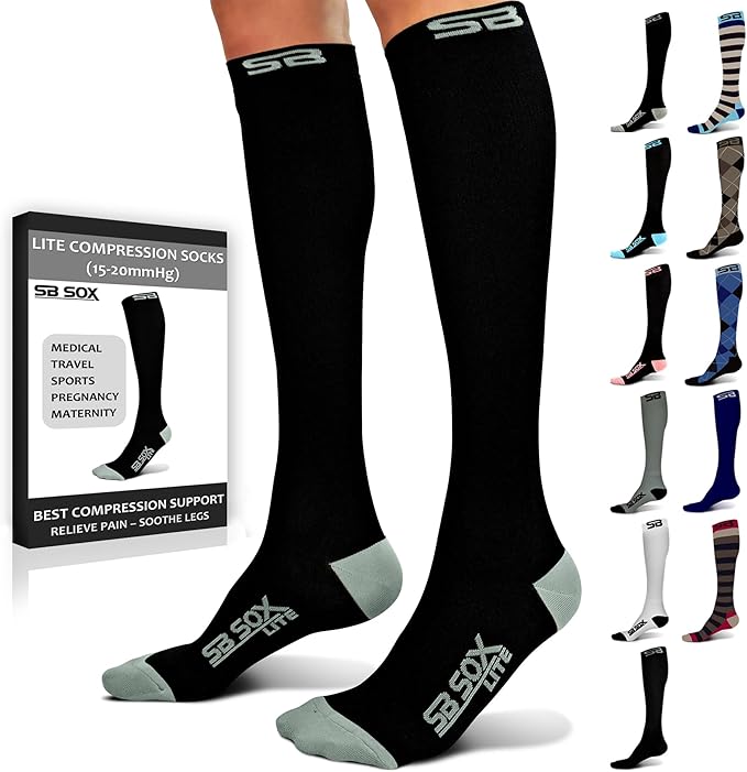 SB SOX Lite Compression Socks for Men & Women (15-20mmHg) – Best Compression Socks for Travel, Sports, and Daily Wear - XXL Sizes too!
