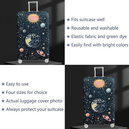 fancyfree Luggage Cover Washable Suitcase Protector Anti-scratch Suitcase cover (Interstellar Travel, S(18"-21" luggage))