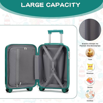 Somago Spinner 18" Hardside PC Carry on Suitcase with TSA Lock Lightweight Children Luggage(18inch, Seashell Blue)