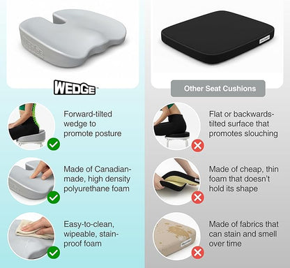 Upseat Wedge Ergonomic Seat Cushion, Made of Soft Foam, Wipeable Non-Fabric Posture Support for Office Chair – Promotes Upright Sitting & Relieves Tailbone Pressure and Sciatica, Made in North America
