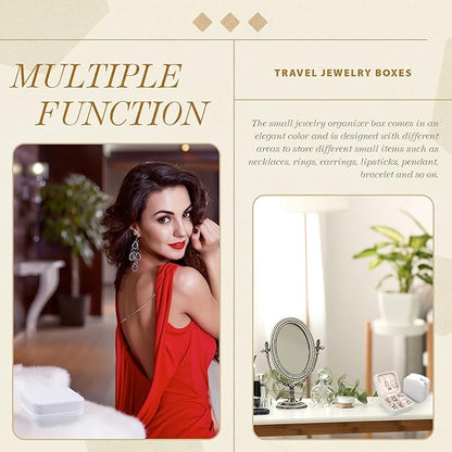 Yinkin 12 Pcs Mini Travel Jewelry Case Bridesmaid Proposal Gift Boxes, Small PU Leather Earring Organizer, Bulk Travel Accessories Portable Jewelry Holder(White)