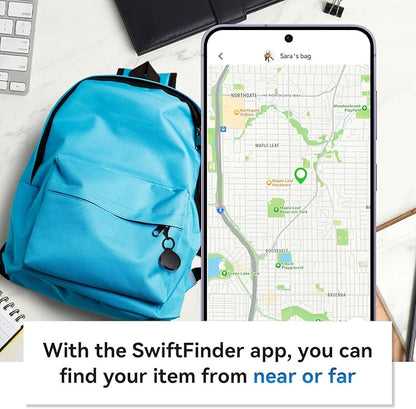 Keys Finder, Bluetooth Tracker and Item Locator for Keys, Bags, and More; Android and iOS Compatible, Phone Finder, Water Resistance, Replaceable Battery, 4-Pack