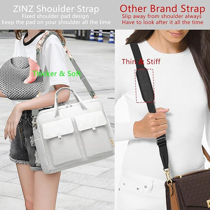 ZINZ Shoulder Strap 78" Universal Handbag Strap with Ultra-thick Fixed Padded and Dual Balanced Adjustable Buckles Shoulder Crossbody Strap for Briefcase Messenger Bag Laptop bag Luggage，Gray rose