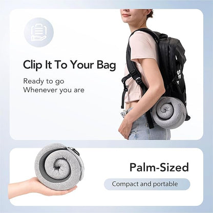 Travel Pillow, 100% Pure Memory Foam Travel Neck Pillow Airplane Neck Support Ergonomic Design for Traveling Suitable for Airplanes,Offices and Cars-Grey