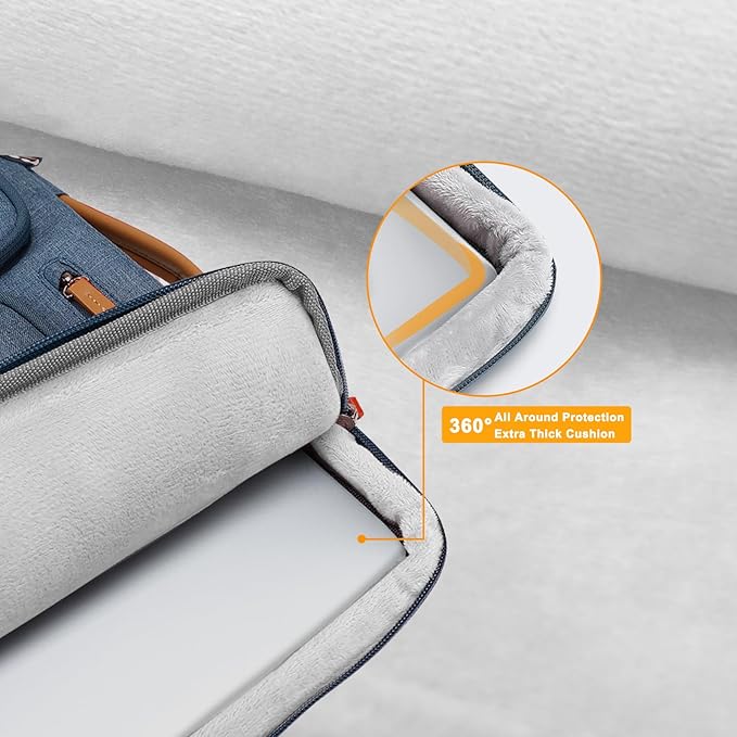 MOSISO 360 Protective Laptop Shoulder Bag,15-15.6 inch Computer Bags Compatible with MacBook Pro 16 inch, HP, Dell, Lenovo, Asus Notebook,Side Open Messenger Bag with 4 Zipper Pockets, Haze Blue