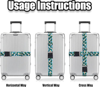 Nuxovilar Luggage Straps of 2 Set White Daisies on Blue Background Pattern, Durable Material 1.96 * 70.86 Inches for Suitcases, Travel Gear for 22-28 Inch Luggage, Perfect for Spring Trips