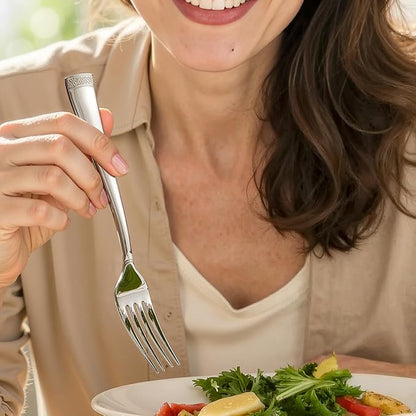 KINGSTONE Silverware Set, 40-Piece Flatware Set for 8, 18/10 Stainless Steel Cutlery Set with Bead Edge, Utensil for Kitchen, Home, Party, Wedding, Mirror Polished, Dishwasher Safe, Featured Gifts