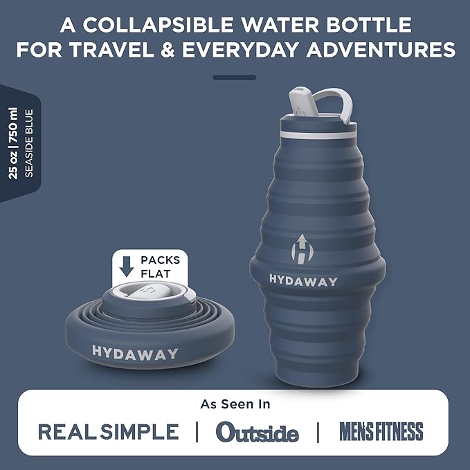 HYDAWAY 25oz Collapsible Water Bottle - BPA-Free, Leakproof, Lightweight, and Space-Saving - Perfect for Hiking, Travel, and All-Day Hydration