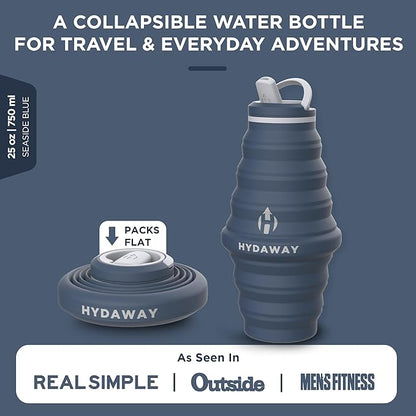 HYDAWAY 25oz Collapsible Water Bottle - BPA-Free, Leakproof, Lightweight, and Space-Saving - Perfect for Hiking, Travel, and All-Day Hydration