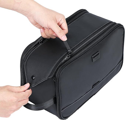 ZEEMO Travel Toiletry Bag for Men, Medium Water-Resistant Double-Sided Full-Open Dopp Kit, Versatile Organizer for Shower and Hygiene Accessories, Bathroom Essentials, Cosmetics, Large, Black