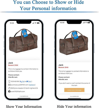 Smart Luggage Tags for Suitcases, 4 Pack Privacy QR Code Security Information Luggage Tag, Steel Ring, Waterproof Easy Identify Personalized Luggage Tag, No App or Subscription Needed (4 Colours)