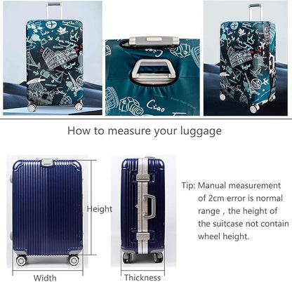 fancyfree Luggage Cover Washable Suitcase Protector Anti-scratch Suitcase cover (Travel Graffiti, S(18"-21" luggage))