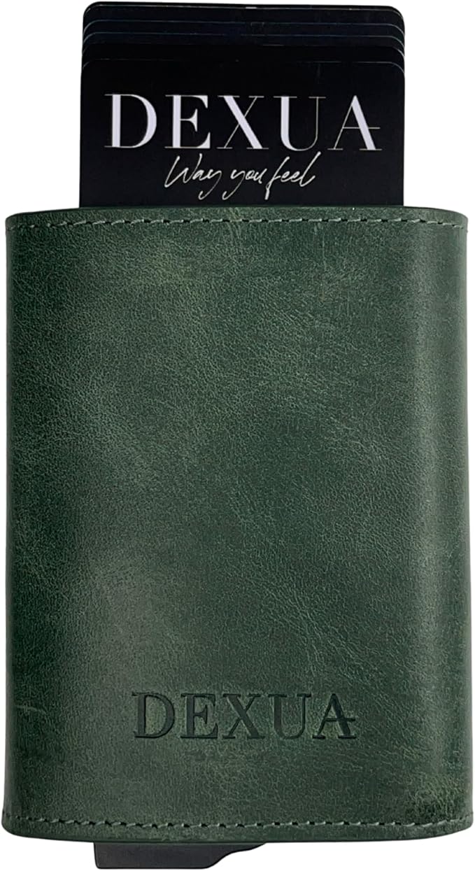 Mens Wallet, Genuine Leather Trifold Wallet with Pop-Up Card Holder, RFID Blocking, Card Slots, Cash & Coin Compartments, Magnetic Closure, Christmas Gift Ready Gift Box Included