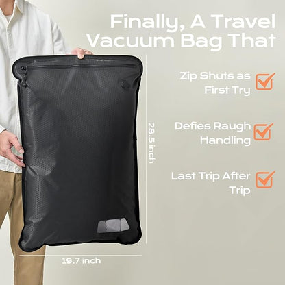 Essential Vacuum Bags for Travel Luggage, Reusable Compression Bags for Checked Suitcases, Vacuum Seal Spacesaver for Cloth Packing(2Large No Pump)