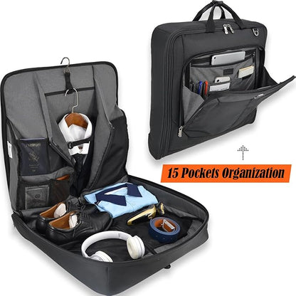 WELKINLAND 3-Suits Garment Bags for Travel W/ 4-Pack Compression Packing Cubes, 30L-Large Carry On Garment Bag for Travel, 15-Pockets Suit Holder Travel Bag, Wrinkle-Free Suit Garment Bag for Men