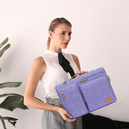 MOSISO 360 Protective Laptop Shoulder Bag,14 inch Computer Bag Compatible with HP Lenovo Dell ASUS Acer, HP, Dell Latitude, Lenovo,Side Open Messenger Bag with 4 Zipper Pockets&Handle, Purple