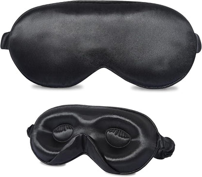 ZIMASILK Adjustable 22 Momme 100% Mulberry Silk Sleep Mask, Upgraded 3D Contoured Cup Eye Mask for Sleeping, Super Soft & Breathable Blindfold, Blackout for Deep Sleeping (Black)