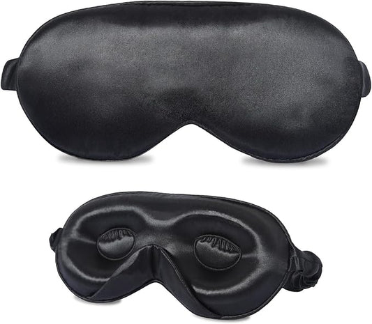 ZIMASILK Adjustable 22 Momme 100% Mulberry Silk Sleep Mask, Upgraded 3D Contoured Cup Eye Mask for Sleeping, Super Soft & Breathable Blindfold, Blackout for Deep Sleeping (Black)
