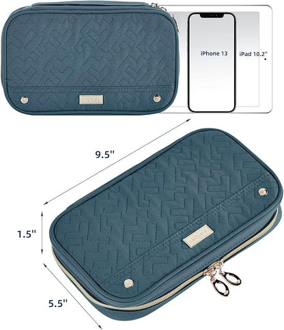 NISHEL Travel Jewelry Case, Holiday Organizer for Necklaces, Earrings, Rings, Bracelets, Watch, Lake-Blue