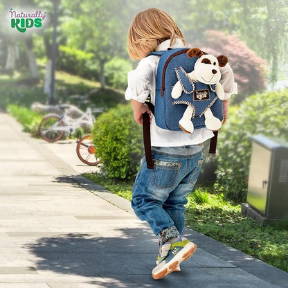 Naturally KIDS Dog Backpack, Dog Toys for Toddlers, Toddler Stuffed Animals Gifts for 2 3 4 5 Year Old Girl Boy