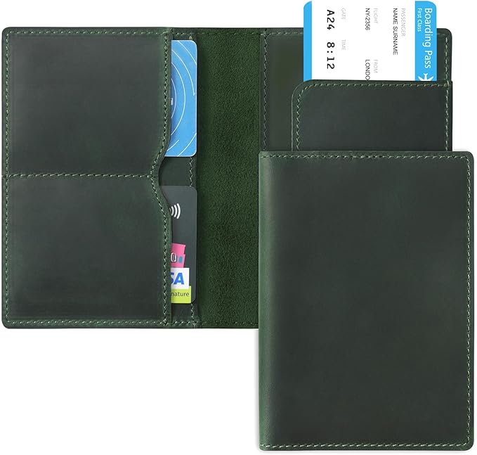 Jack&Chris Leather Passport Holder, Handmade Passport cover, Travel Wallet Cover Case for Men and Women, Leather Travel Documents Organizer Protector, JC107