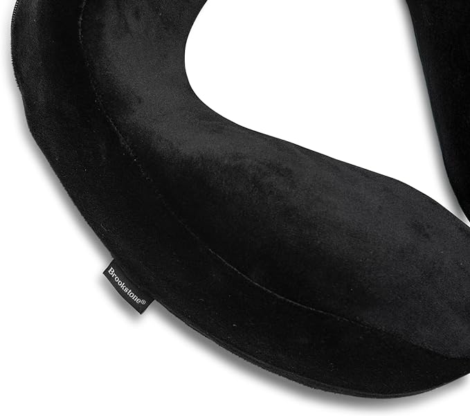 Brookstone Neck Travel Pillow - Lightweight Contoured Memory Foam Stuffable Travel Neck Pillow for Sleeping, Car, & Airplane, Size One Size, Black