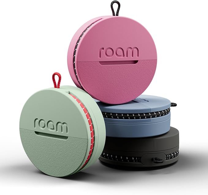 Roam Smart Tracker | Smart Bluetooth Item Finder Compatible with iOS & Android | Built-in Elastic Strap | Replaceable Battery | No Extra App or Subscription | 4-Pack, Blue, Black, Pink & Green