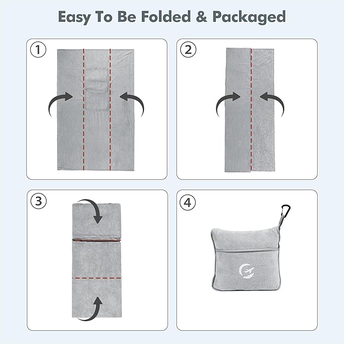 Tirrinia Travel Blanket Airplane Compact with Bag - Cozy Travel Pillow Blanket for Long Flight, Airplane Travel Essentials, Packable and Lightweight Travel Blanket and Pillow Set for Kids & Adults,