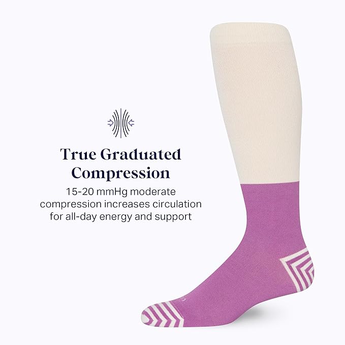 Comrad CloudCotton Knee High Socks - 15-20mmHg Graduated Compression Socks - Combed Cotton Support Socks