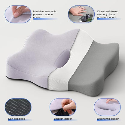 Seat Cushions for Office Chairs - Pressure Relief Seat Cushion - Car Seat Cushions for Pressure Relief, Tailbone Pain, Sciatica & Back Pain Relief for Office Chairs (Purple)