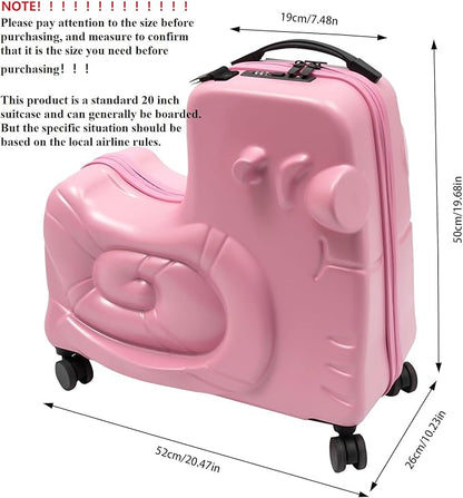 CNCEST 20" Kid's Ride-on Travel Suitcase, Rolling Luggage with Wheels & Password Lock, Children's Ride On Trolley Luggage for Children's Day Gift, Festival Gift
