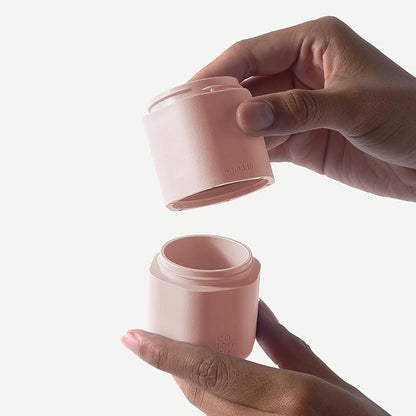 Cadence Travel Containers - 6 Piece Body Care Set - Magnetic Travel Capsules for Women/Men - 2 Small & 4 Medium Capsules - Lotion, Body Wash, Sun Icon, Hand Cream, Lotion, Body Oil Labels - Petal