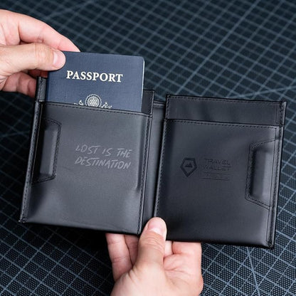 WANDRD Travel Wallet - Leather Wallets for Men - Passport and Credit Card Holder (Black)