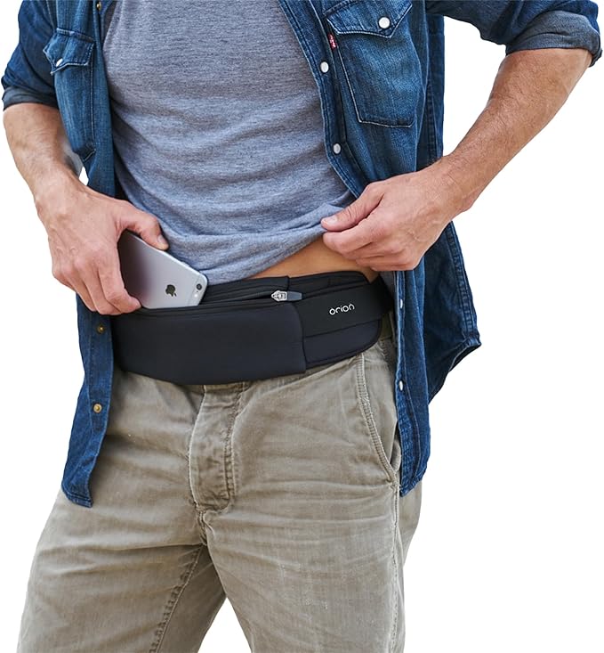 The Belt of Orion Running Belt & Slim Fanny Pack for Men & Women Anti-theft Passport Holder & Money Belt For Travel - Comfortable Phone Holder For Running, Hiking, & at the GYM - Classic 9"x3.5"