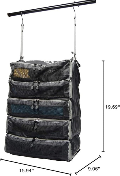 Pack Gear Hanging Suitcase Organizer - Our XL Hanging Luggage Organizer Perfectly Fits Any Suitcase - Our Packing Cubes For Travel Use Mesh Windows to Make Finding Any Outfit Easy (Black, XL)
