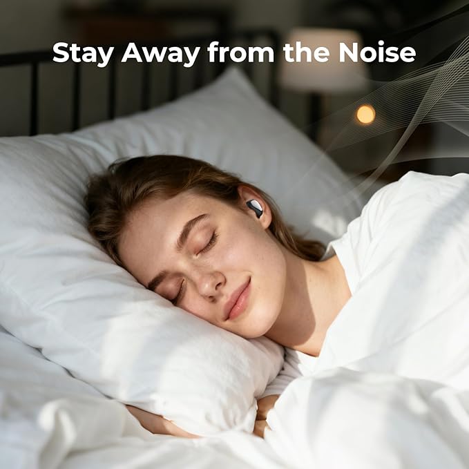 Ear Plugs for Sleeping, 45dB Noise Reduction Reusable Earplugs for Snoring, Travel, Work & Concerts, Hearing Protection with 8-Size (XS-L) Ear Tips - Black