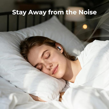 Ear Plugs for Sleeping, 45dB Noise Reduction Reusable Earplugs for Snoring, Travel, Work & Concerts, Hearing Protection with 8-Size (XS-L) Ear Tips - Black