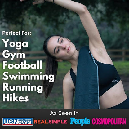 ECCOSOPHY Microfiber Beach Towel – Quick Dry Gym Towel, Highly Absorbent with Ribbed Texture, Lightweight – Ideal for Travel, Pool, Yoga, Fitness & Outdoor Adventures – 60x30 Black