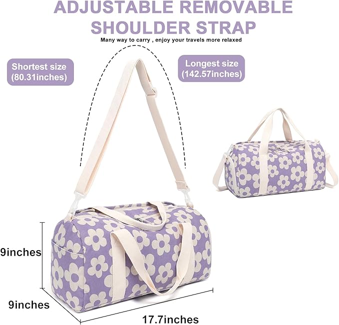 BLUBOON Duffle Bag Girls Kids Cute Gym Bag with Shoes Compartment & Wet Separation Waterproof Sports Overnight Travel Bag