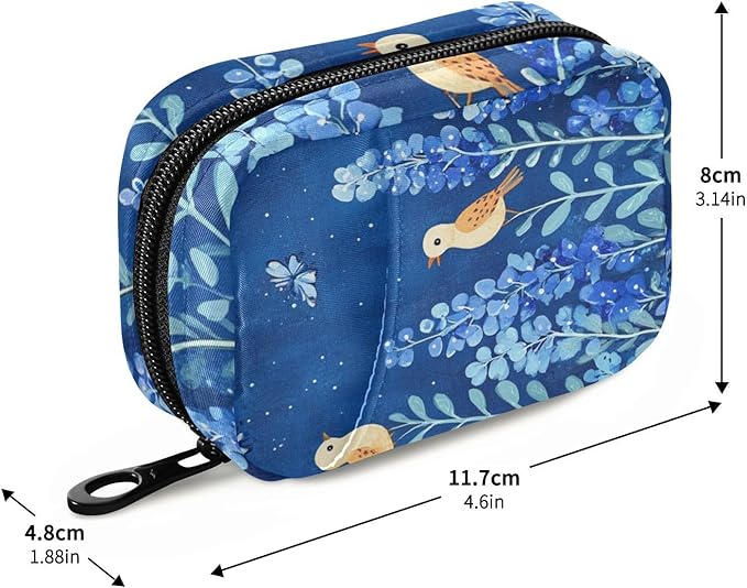 Bluebonnet Flowers and Birds Cute Pill Organizer 7 Day Large Capacity Pill Dispenser Case with 8 Pill Compartments Daily Pill Box Organizer Vitamin Holder Pill Bottle Organizer