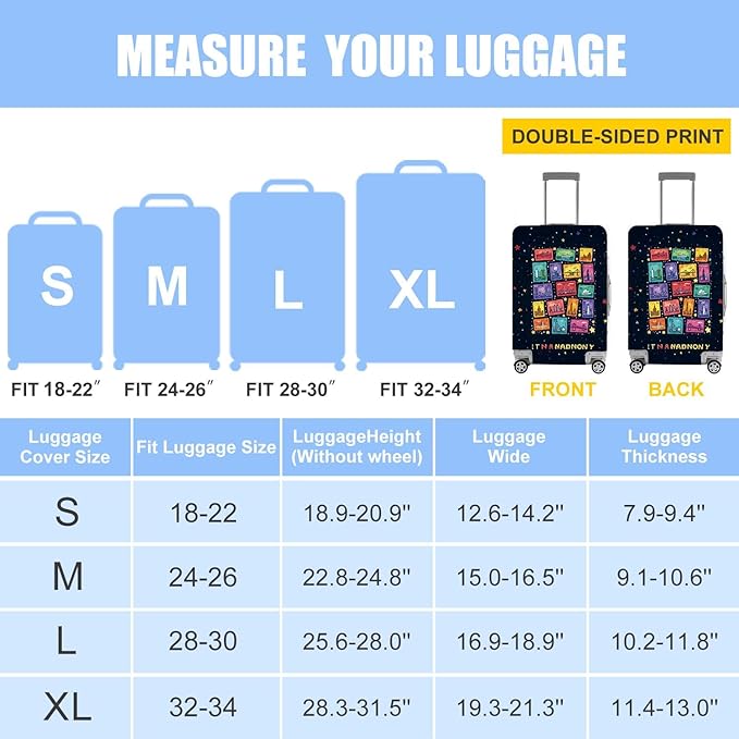 Colorful City Landmarks Luggage Cover – Fun and Vibrant Travel Suitcase Protector, Fits Wheeled Luggage for Stylish Travel,Fits 24''–26'' Suitcases (Size M)