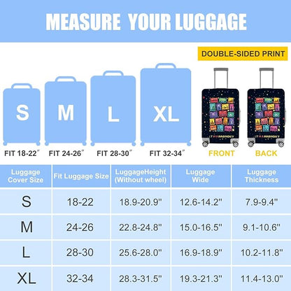 Colorful City Landmarks Luggage Cover – Fun and Vibrant Travel Suitcase Protector, Fits Wheeled Luggage for Stylish Travel,Fits 24''–26'' Suitcases (Size M)