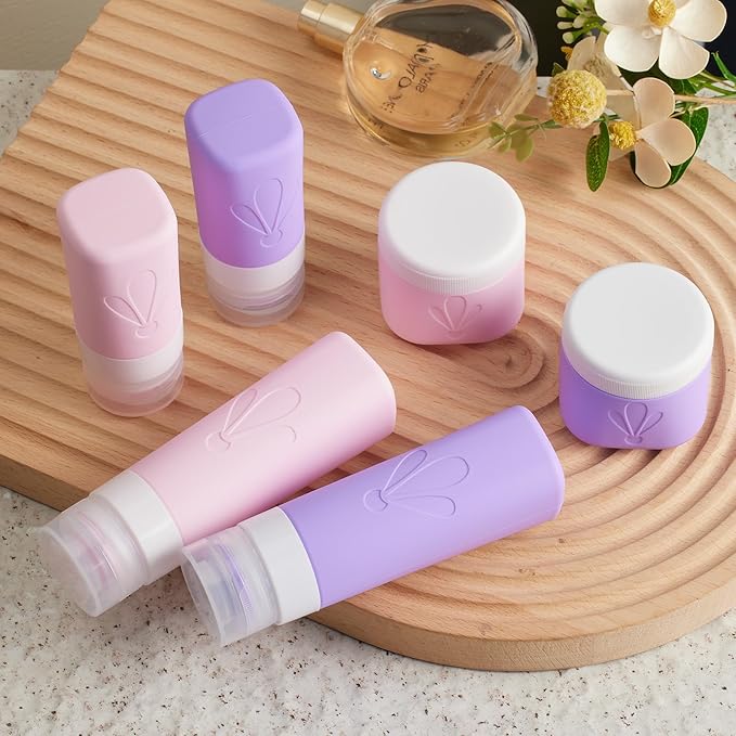 INSFIT Silicone Travel Bottles Set, 6 Pack Travel Size Toiletries, Leakproof Travel Bottles for Toiletries, Travel Accessories for Women, Airplane Travel Essentials, Travel Containers for Toiletries