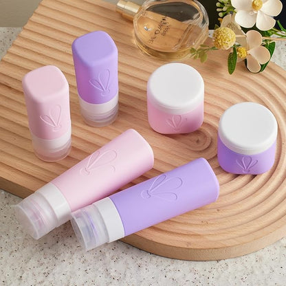 INSFIT Silicone Travel Bottles Set, 6 Pack Travel Size Toiletries, Leakproof Travel Bottles for Toiletries, Travel Accessories for Women, Airplane Travel Essentials, Travel Containers for Toiletries