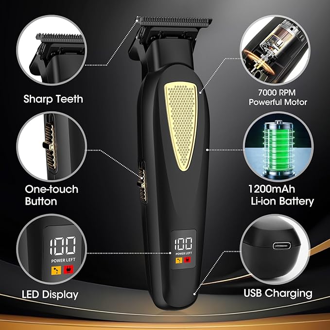 Hair Clippers,Mens Beard Trimmer,Electric Razor for Men,Professional Hair Cutting Kit & Zero Gap T-Blade Trimmer & 7500 RPM Foil Shaver with LCD Display,Mens Gift