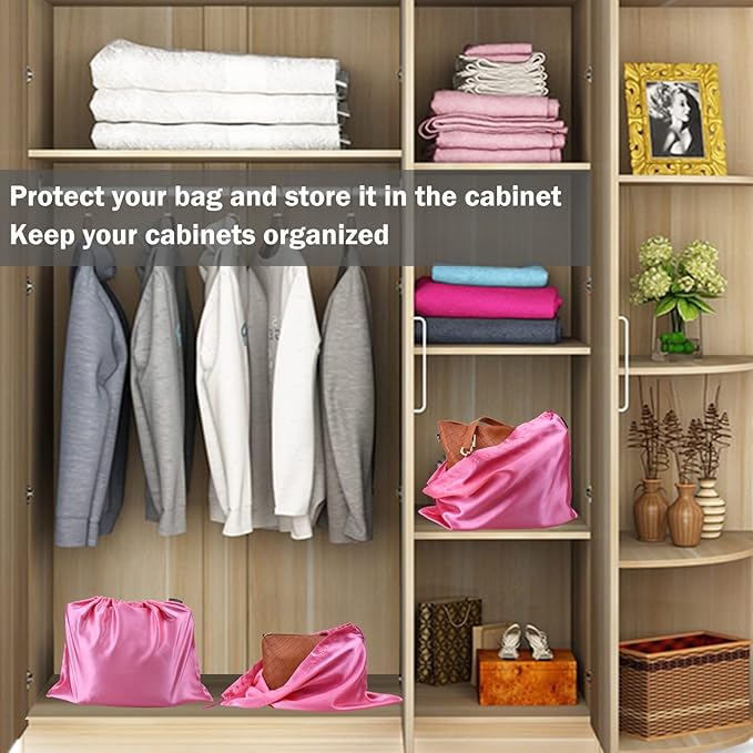 GONGKANGYUAN 6 Pack Dust Bags for Handbags – Silk Drawstring Storage Pouch, Dustproof Travel Organizer for Purses, Shoes & Boots