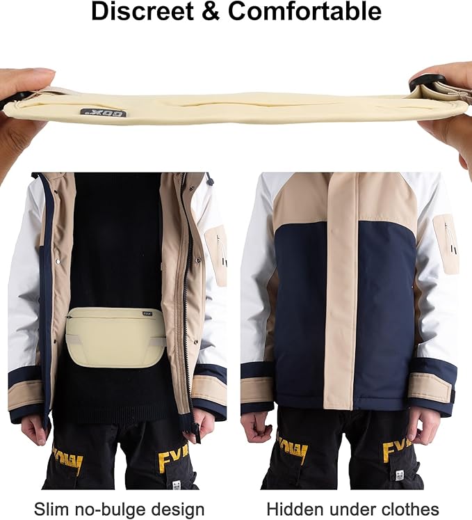 RFID Blocking Money Belt - Slim Under Cloth Passport Holder & Travel Wallet | Secure Hidden Fanny Pack for Men Women (Lemon)