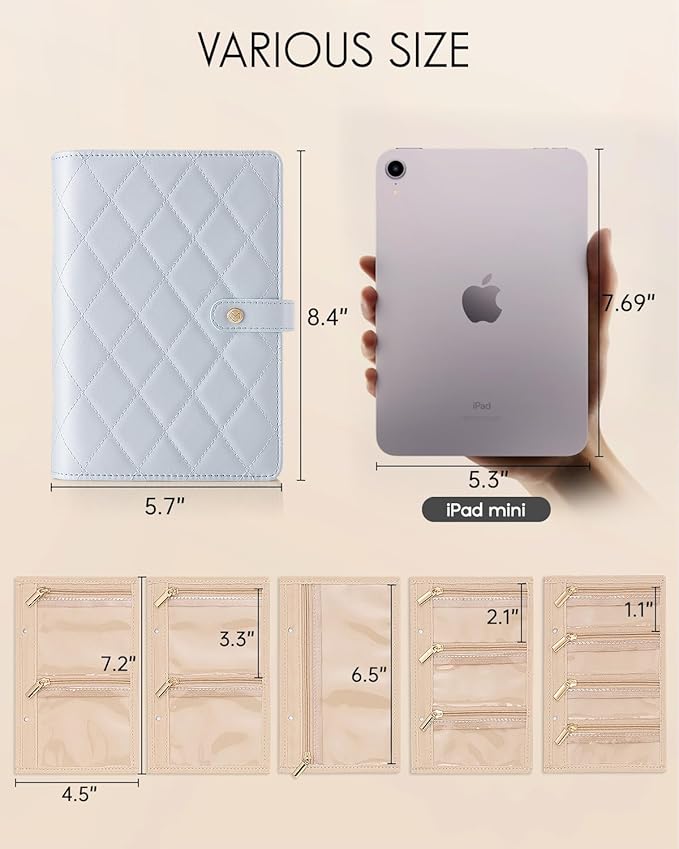 Vlando Travel Jewelry Organizer Case, Foldable Jewelry Bags Jewelry Storage Book Ring Binder with Clear Zipper Velvet Pouch Bag for Travel Essentials,Rings,Necklace,Earrings,Bracelets-Blue