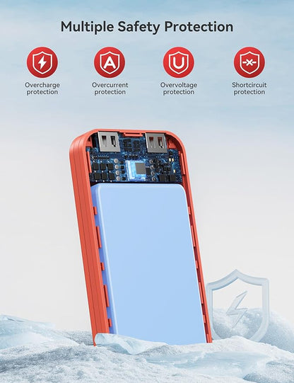 12000mAh Ultra-Portable-Charger-Power-Bank with Built in Cables&AC Wall Plug,PD20W USB-C Fast Charging Cell Phone Charger Battery Pack,LED Display Travel Battery Bank for All iPhone,Samsung,Android