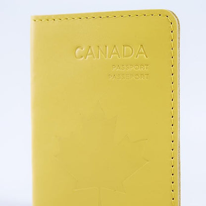 INCARNE Leather Passport Holder for Travel - Passport Case - Passport Wallet for Men - Passport Cover for Women Sleeve Protector - Travel Essentials Vacation Luggage Travel Gifts - Classic Yellow